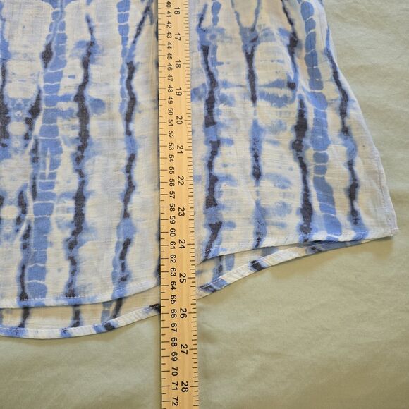 Wrangler Sleeveless Blouse Ruffle at Shoulder Keyhole Neckline Tie Dye XL Blue - Picture 7 of 10